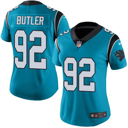 Nike Panthers #92 Vernon Butler Blue Alternate Women's Stitched NFL Vapor Untouchable Limited Jersey